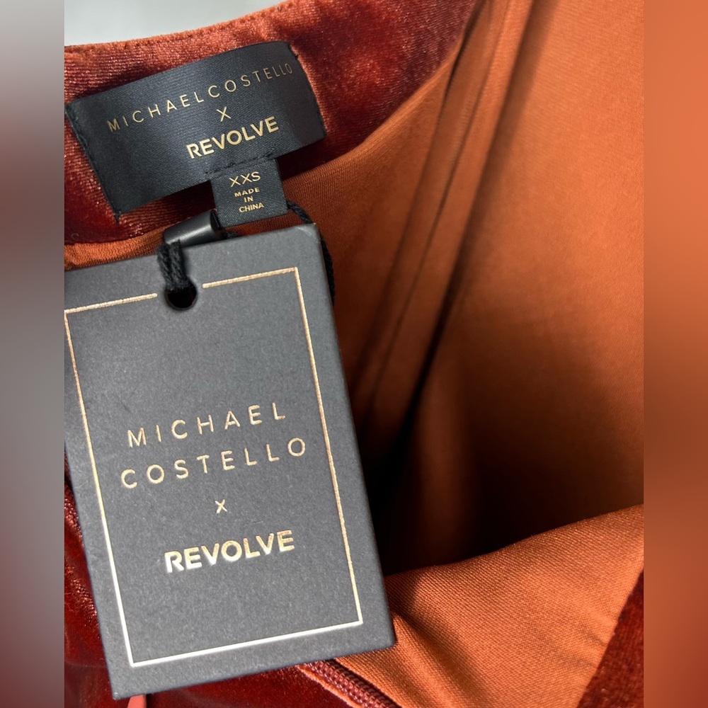 Michael Costello x Revolve Rowena Velvet Cut-Out Maxi Dress in Rust - XXS - Picture 7 of 7